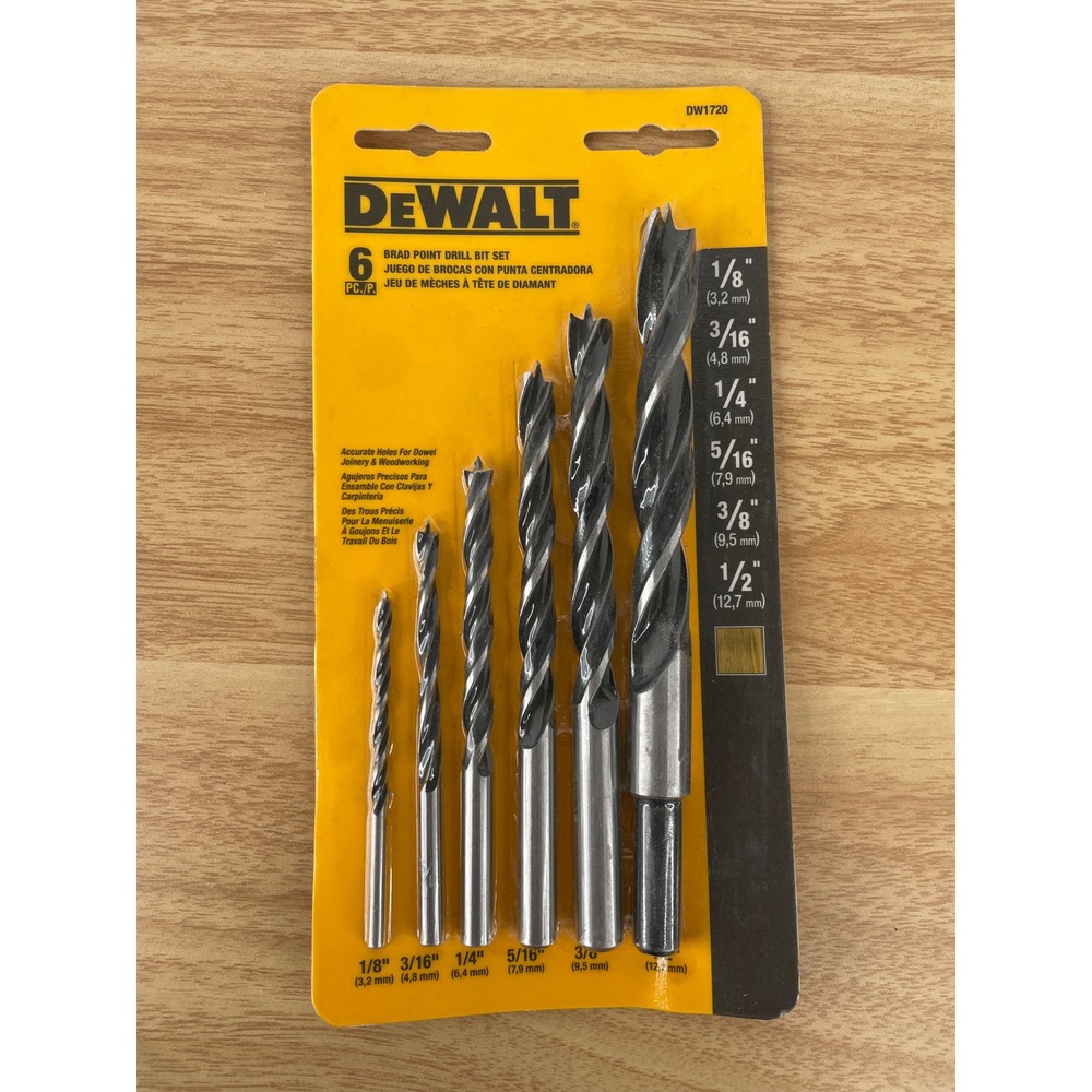 DEWALT 6‎ Piece Brad Point Drill Bit Set DW1720 Woodworking Joinery New
